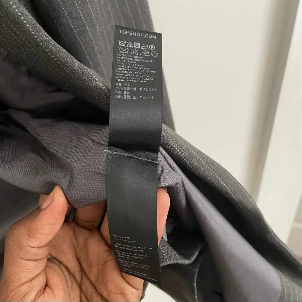 NWT Topshop Gray Pinstripe Blazer Classic Workwear Office Jacket career - Picture 4 of 6